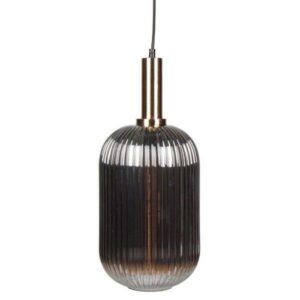 Suspension SMOKY Allongée en Verre Fumé et Métal Doré