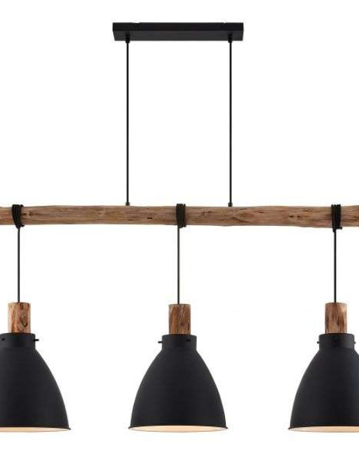 Suspension barre Keria Tanka 3xE27 123cm,noir/bois – Image 2