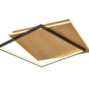 Plafonnier Laurie Grafic 38w dimmable 3000k 68cm, noir/bois