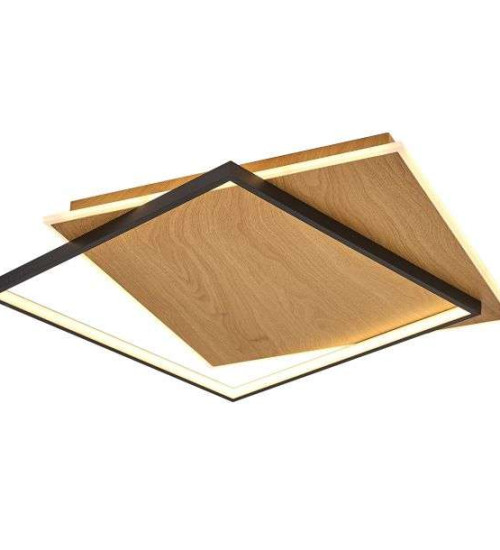 Plafonnier Laurie Grafic 38w dimmable 3000k 68cm, noir/bois
