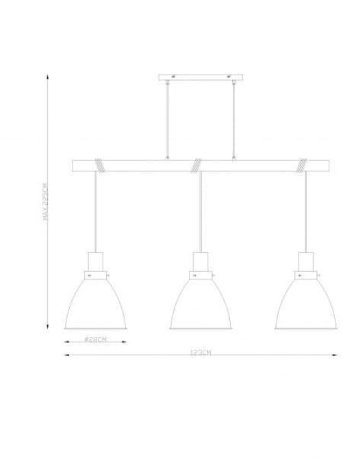 Suspension barre Keria Tanka 3xE27 123cm,noir/bois – Image 3