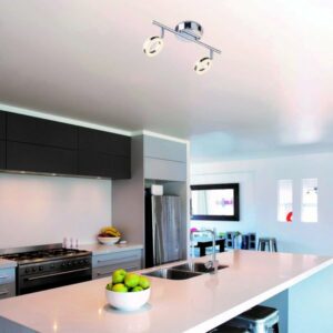 Réglette 2 spots orientables COLUMBUS argentée en métal