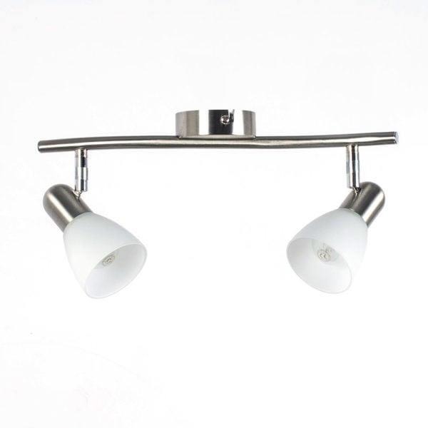 Spot double BELLA en métal argenté et verre opale blanc – Image 2