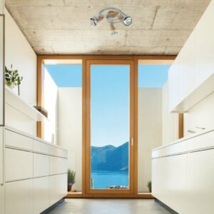 Spot 3 Lampes Nickel+Bois