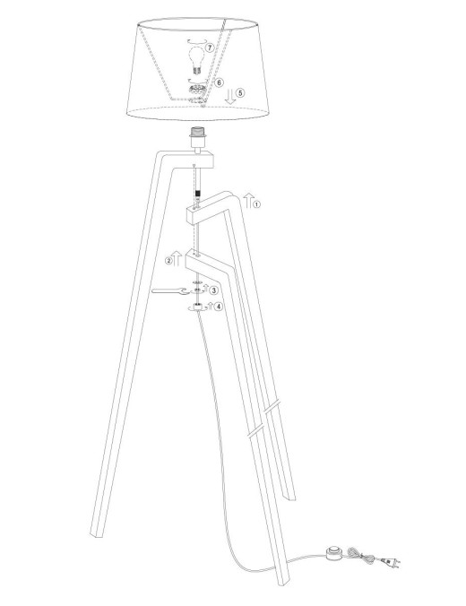 Lampe sur pied TIMA bois clair et taupe en pin naturel et tissu – Image 2