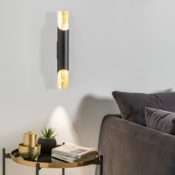 Applique murale barre NICCI en métal noir intérieur doré