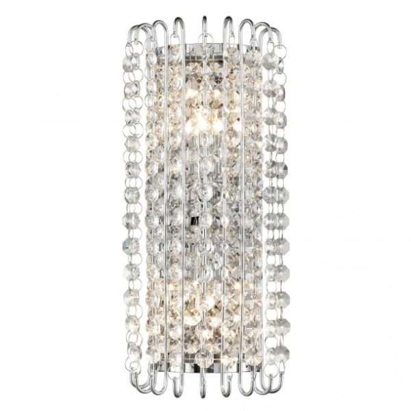 Lampadaire PAMPS en métal chrome et pampilles en cristal