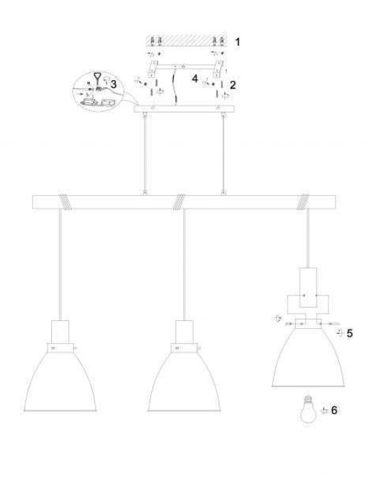 Suspension barre Keria Tanka 3xE27 123cm,noir/bois – Image 4