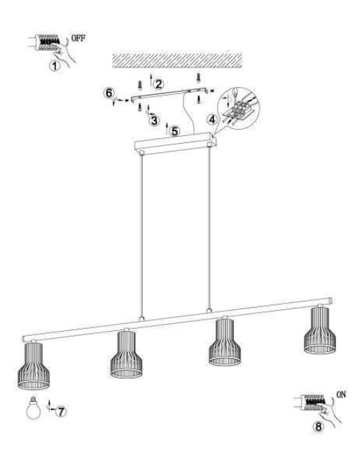 Suspension Keria Hobart 4xE14 IP20,noir – Image 4