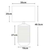 Lampe à poser STRAYE (H50cm) en céramique blanc/doré avec abat-jour en tissu blanc – Image 3