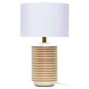 Lampe à poser STRAYE (H50cm) en céramique blanc/doré avec abat-jour en tissu blanc – Image 4