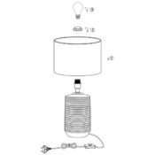 Lampe à poser STRAYE (H50cm) en céramique blanc/doré avec abat-jour en tissu blanc – Image 5