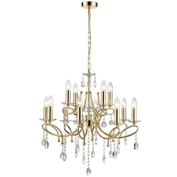 Lustre BARY (D65cm) en métal doré et pampilles en cristal – Image 2