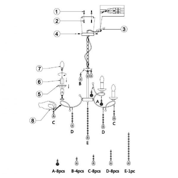Lustre BARY (D65cm) en métal doré et pampilles en cristal – Image 7