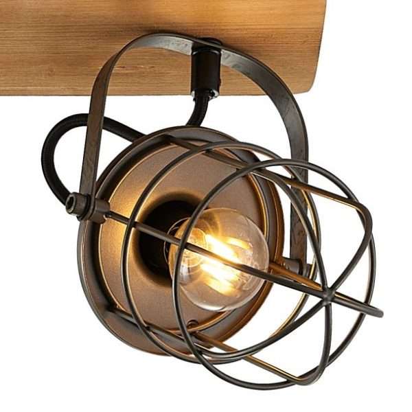 Réglette 3 spots WIREM en métal gris et bois naturel – Image 2