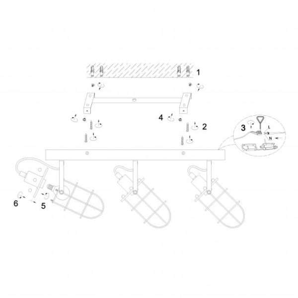 Réglette 3 spots WIREM en métal gris et bois naturel – Image 4