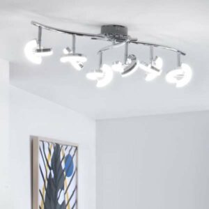 Réglette 6 spots LED REMIXLED argentée en métal