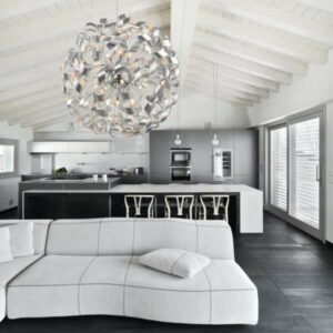 Suspension déco ATOMA argentée en métal et aluminium