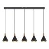 Suspension design COCKTAIL (5x40W) en métal noir et bois