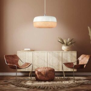 Suspension MEKONG en bambou blanc et naturel