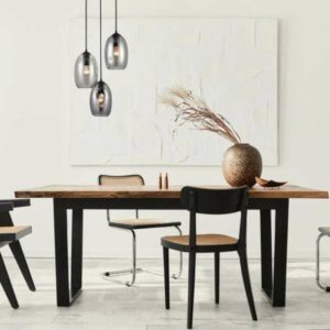 Suspension moderne CARLOS en verre fumé chrome