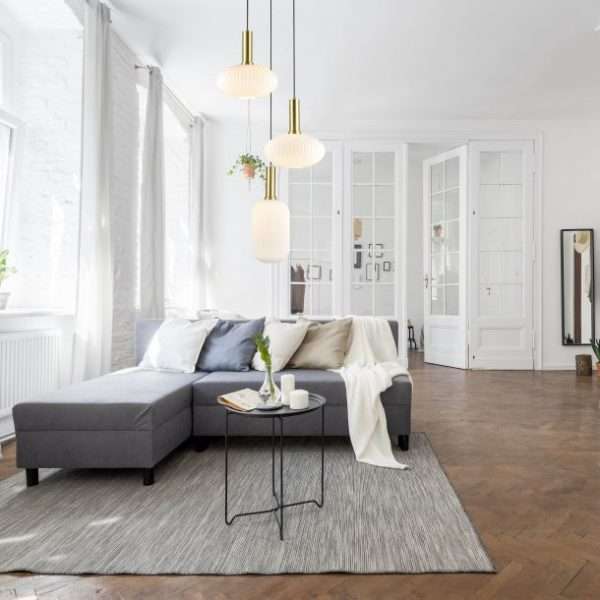 Suspension OPALE en métal doré et verre blanc – Image 3