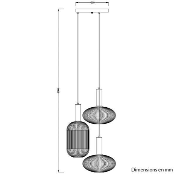 Suspension OPALE en métal doré et verre blanc – Image 4