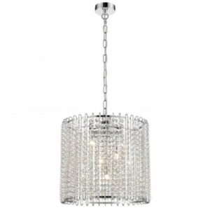 Suspension PAMPS en métal chrome et pampilles en cristal