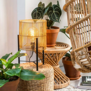 Lampe de table Lucide Jantine 1xE27,bois clair