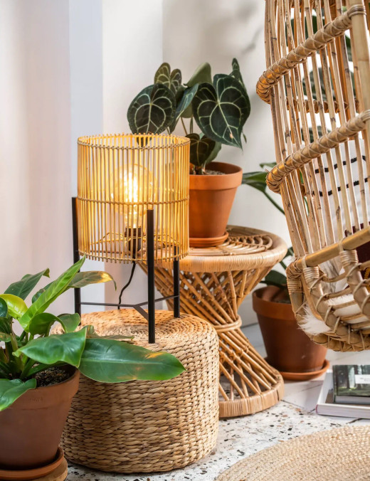 Lampe de table Lucide Jantine 1xE27,bois clair