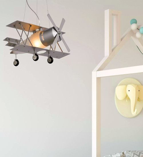 Suspension Lucide Focker 1xE27 L44 W50 H80cm,gris