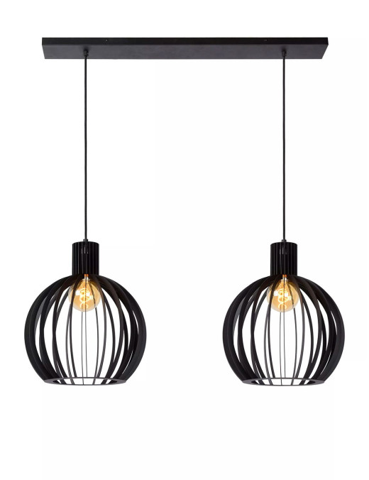 Suspension barre Lucide Mikaela 2xE27 90cm,noir – Image 3