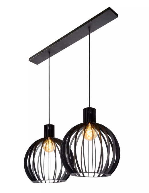 Suspension barre Lucide Mikaela 2xE27 90cm,noir – Image 4