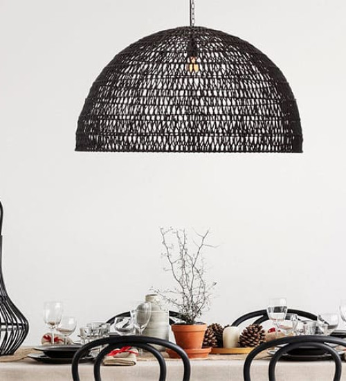 Suspension BALI (D80cm) noire en matière naturelle