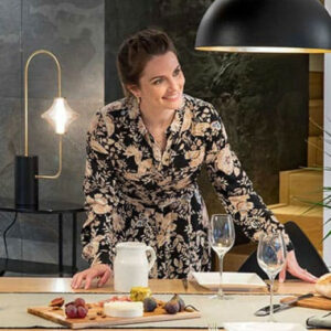 Suspension VENICE en métal noir intérieur feuille d'or