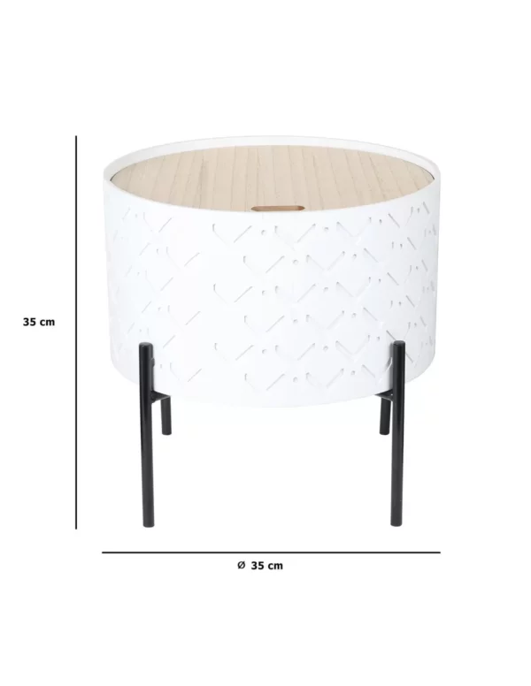 TABLE APPOINT HD6412 COFFRE BOIS MOTIF BLC M1