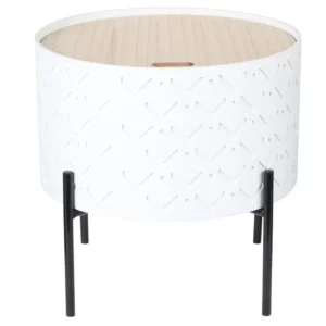 TABLE APPOINT HD6412 COFFRE BOIS MOTIF BLC M1