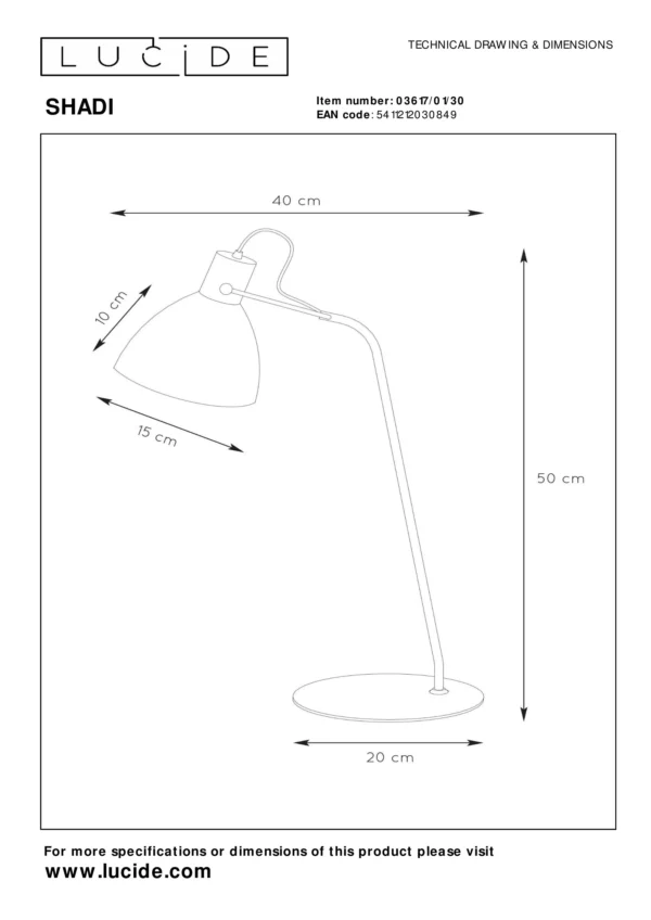 Lampe de bureau Lucide Shadi 1xE14,noir – Image 4