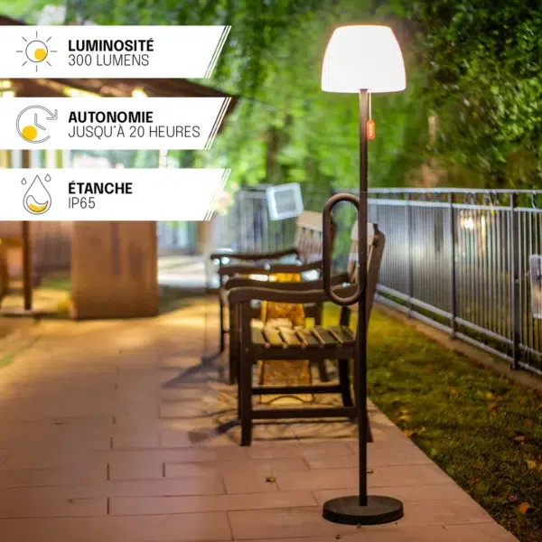 Lampadaire Solaire/filaire 300lm RGB 150cm IP44,noir – Image 2