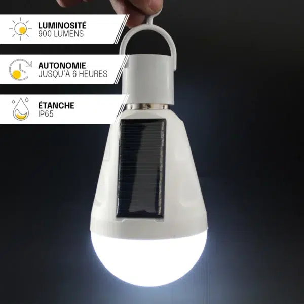 Ampoule solaire E27 900lm (4000k) IP65 – Image 2