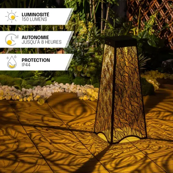 Borne solaire carrée 150lm (3000k) IP65,noir – Image 2