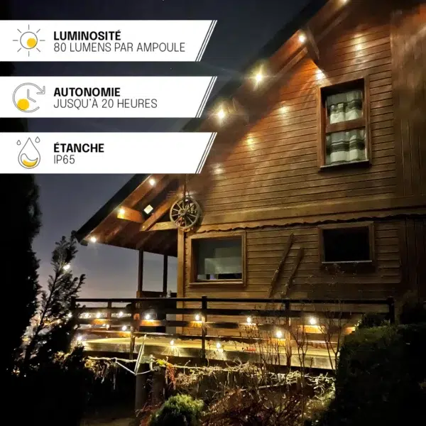 GUIRLANDE SOLAIRE MULTICOLORE RECHARGEABLE – Image 2