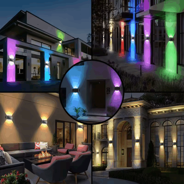 Applique solaire double éclairage 300lm (RGB) IP65,noir – Image 3