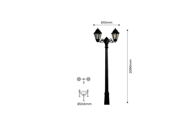 Lampadaire Fumagalli Gigi/Anna 2xE27/6.5w (2700k) IP55,noir – Image 4