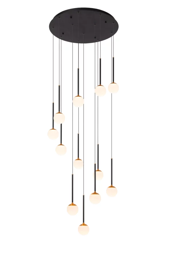 Suspension Lucide dim Calina 12x7.7w (2700k) 69.9cm,noir – Image 2