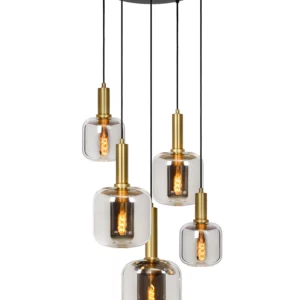 Suspension Lucide Joanet 5xE27 66cm,fumé