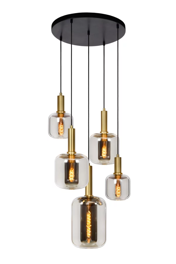 Suspension Lucide Joanet 5xE27 66cm,fumé