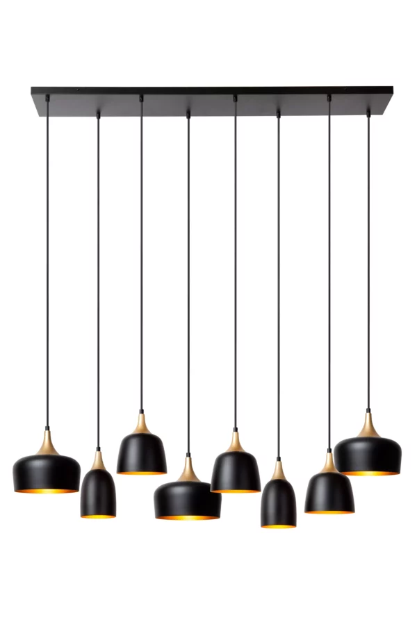 Suspension barre Lucide Chayanne 8xE14 115cm,noir