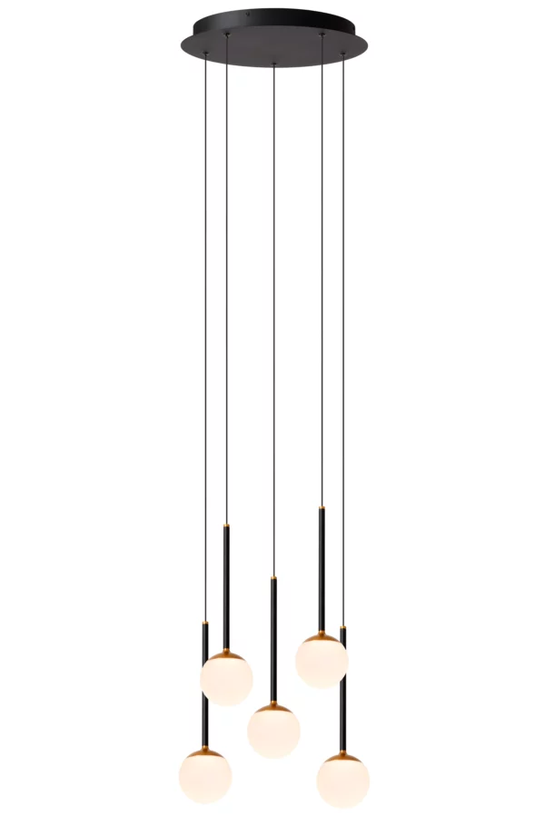 Suspension Lucide dim Calina 5x8.2w (2700k) 42cm,noir