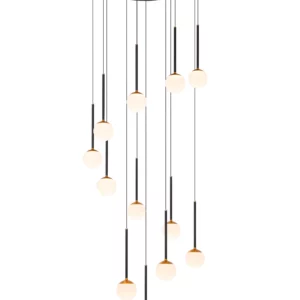 Suspension Lucide dim Calina 12x7.7w (2700k) 69.9cm,noir